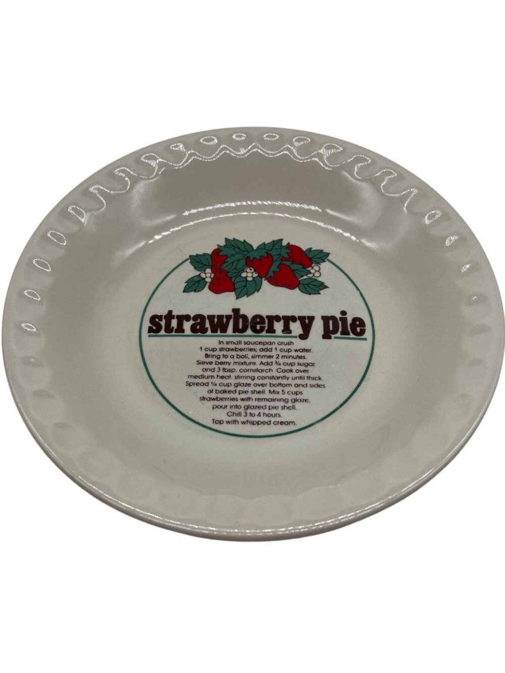 11" Deep Dish Strawberry Pie Ceramic Plate